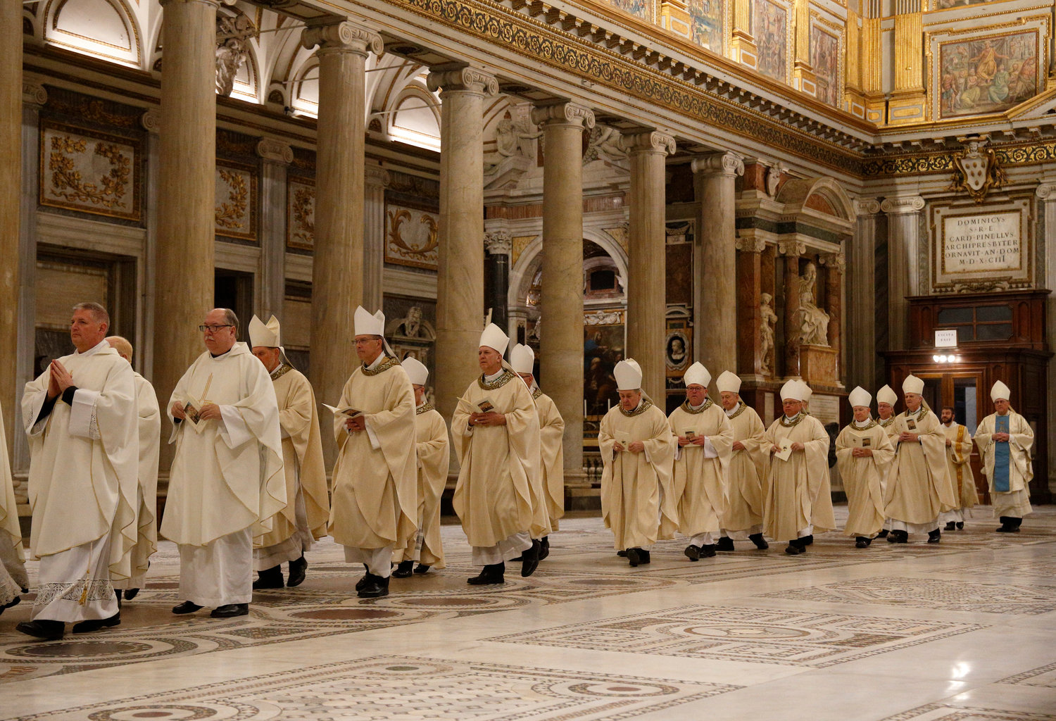 U.S. bishops from Iowa, Kansas, Missouri and Nebraska arrive in procession to concelebrate Mass at the Basilica of St. Mary Major in Rome Jan. 14, 2020. The bishops were making their "ad limina" visits to the Vatican to report on the status of their dioceses to the pope and Vatican officials.